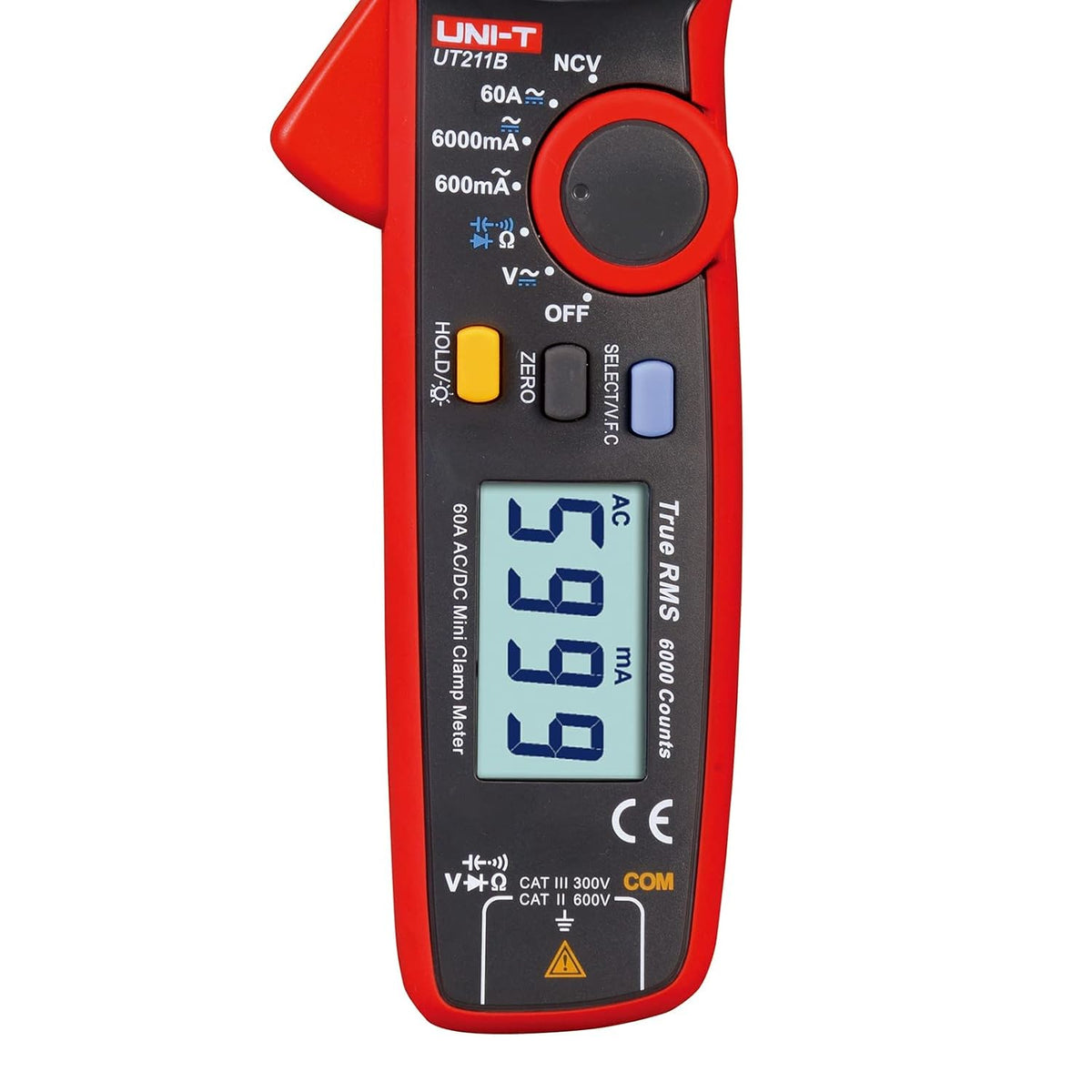 UNI-T Digital Clamp Meter UT211B Mini Multi Tester 60A Auto Ranging 6000 Counts TRMS Backlit VFC NCV Meter, AC DC Current Voltage Ohmmeter Capacitance Continuity Diode, 0.1mA Resolution
