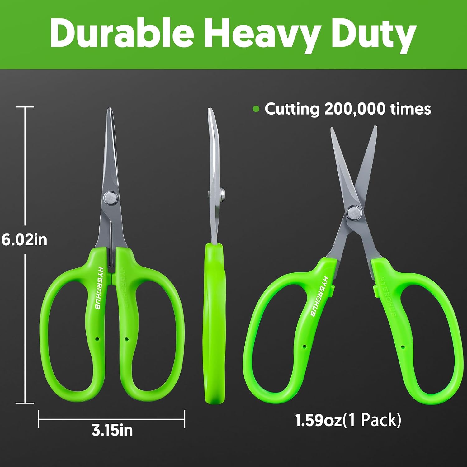 Garden Scissors, 6-in Curved Blade Pruning Shears, Non-Stick Coated Steel | Sharp Small Gardening Snips for Plants