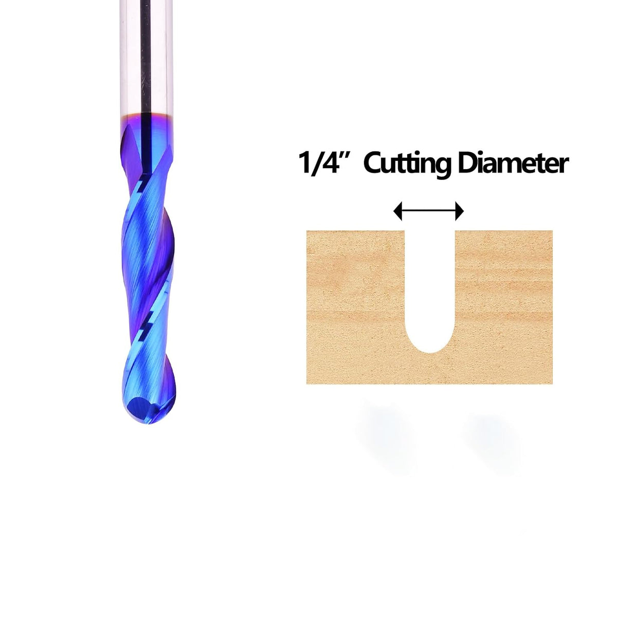 CNC Router bit 1/4" Shank Extra Long 3" Length Carbide Ball Nose End Mill
