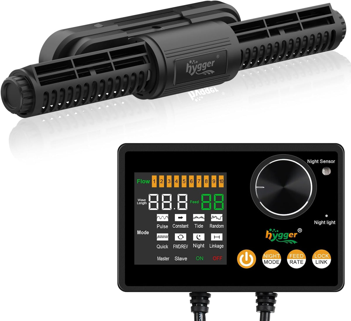 Intelligent Wave Maker for Aquarium, Saltwater Freshwater Circulation Pump Adjustable 6 Waves/Night/Feed/Wireless