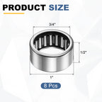 uxcell 8 Pcs SCE128 Needle Roller Bearings, 3/4" Bore 1" OD 1/2" W