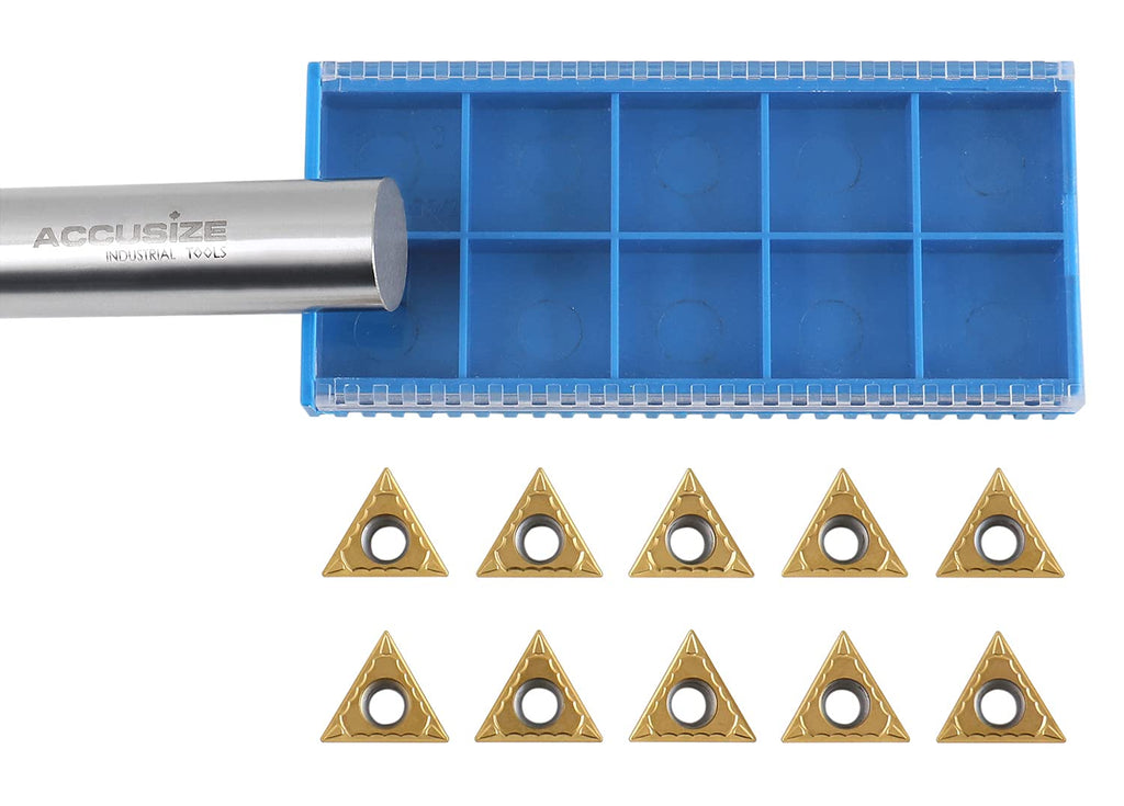 Accusize TCMT32.51 Carbide Insert, TiN Coated, 3/8 in I.C, 10 Pack