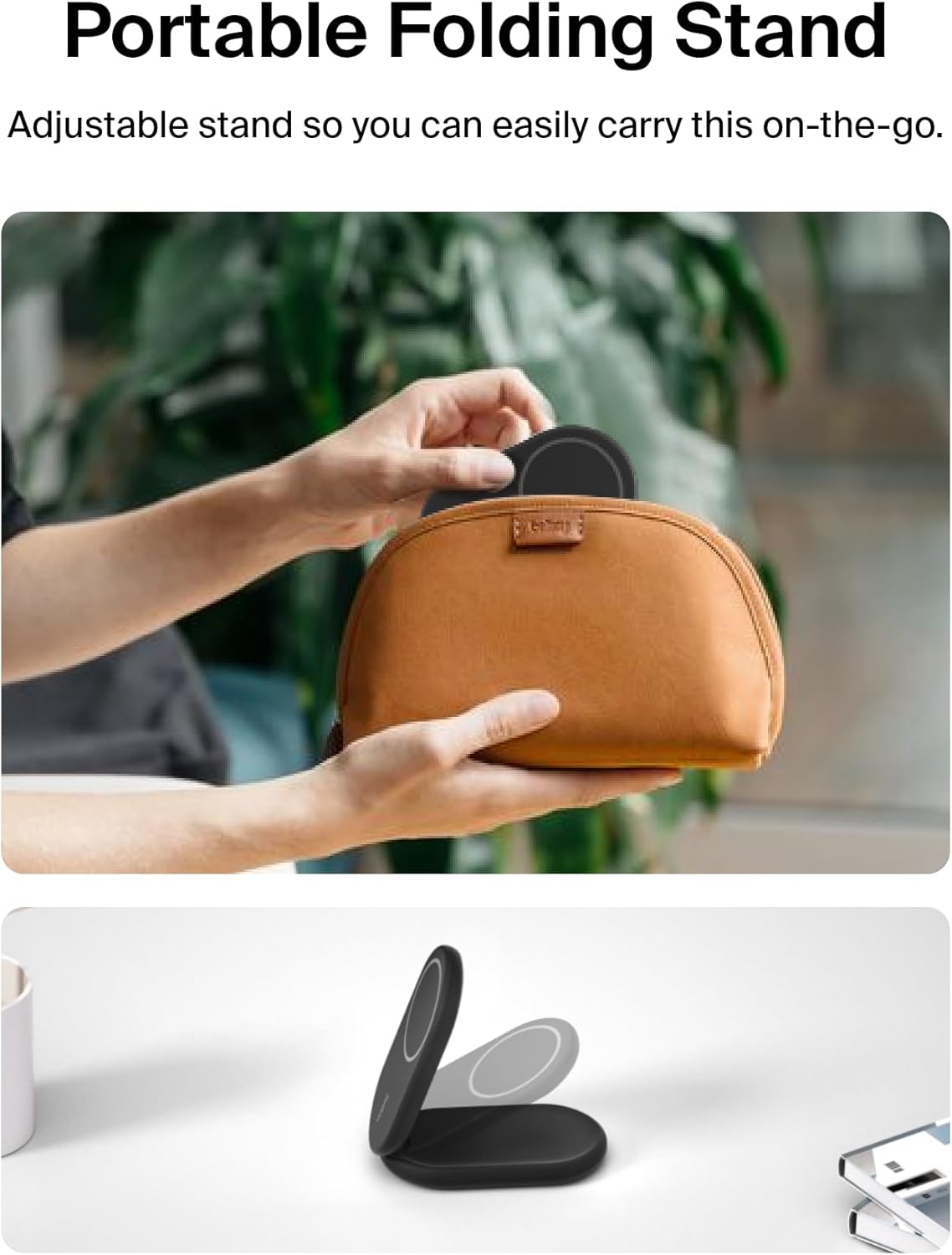 Qi2 15W Magnetic Wireless Charger, 2 in 1 Foldable, Non-Slip | MagSafe compatible, iPhone 16, Apple Watch, Samsung