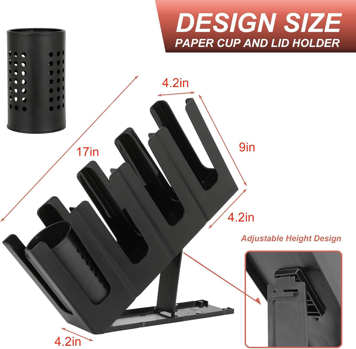 Paper Cup and Lid Holder with Straw Organizer,4 Compartment Adjusting,Coffee Cup Dispenser for Countertop,Coffees