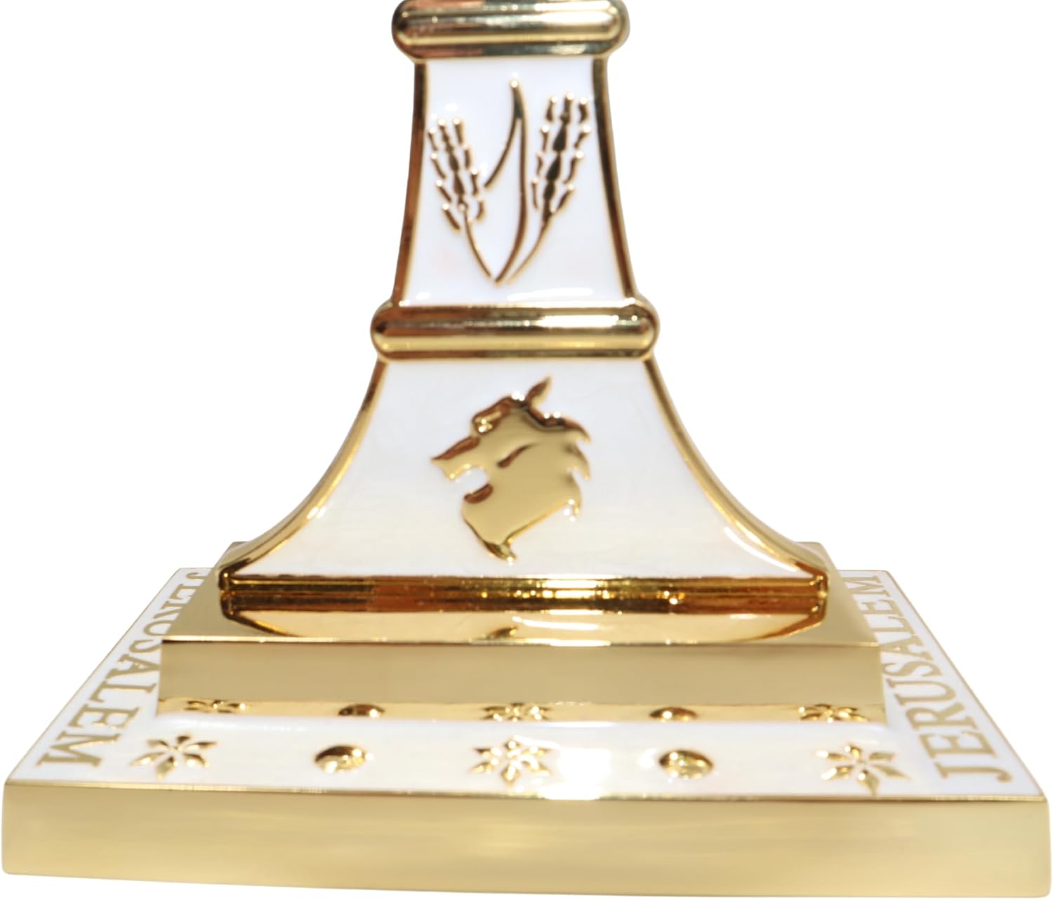 Traditional Jerusalem Menorah 7 Branch, Enamel Finish, with 12 Tribes of Israel, Jewish Candle Holders (10.8 inch)
