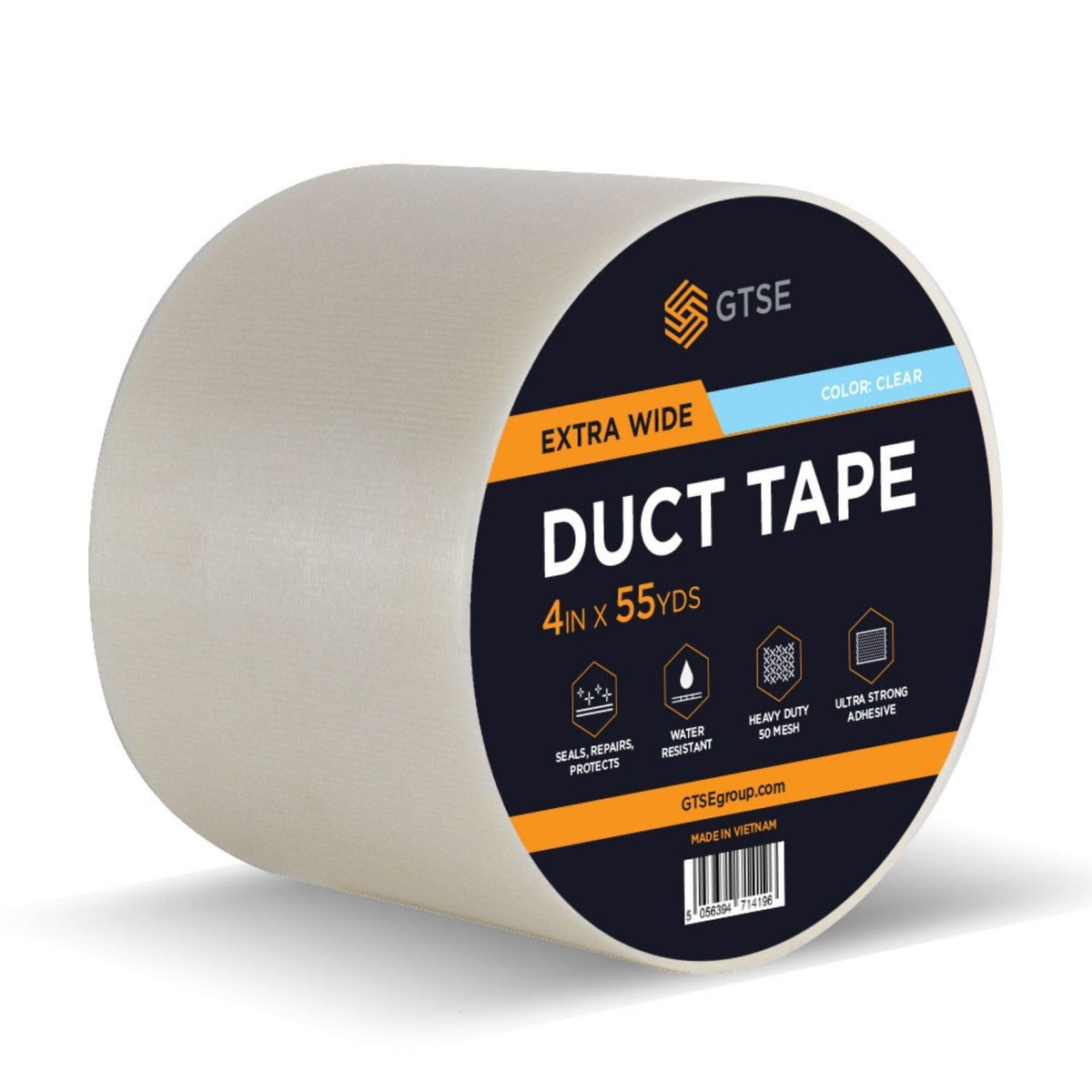 Clear Duct Tape, 4 in x 55 yd (164 ft), Heavy Duty Waterproof Repair