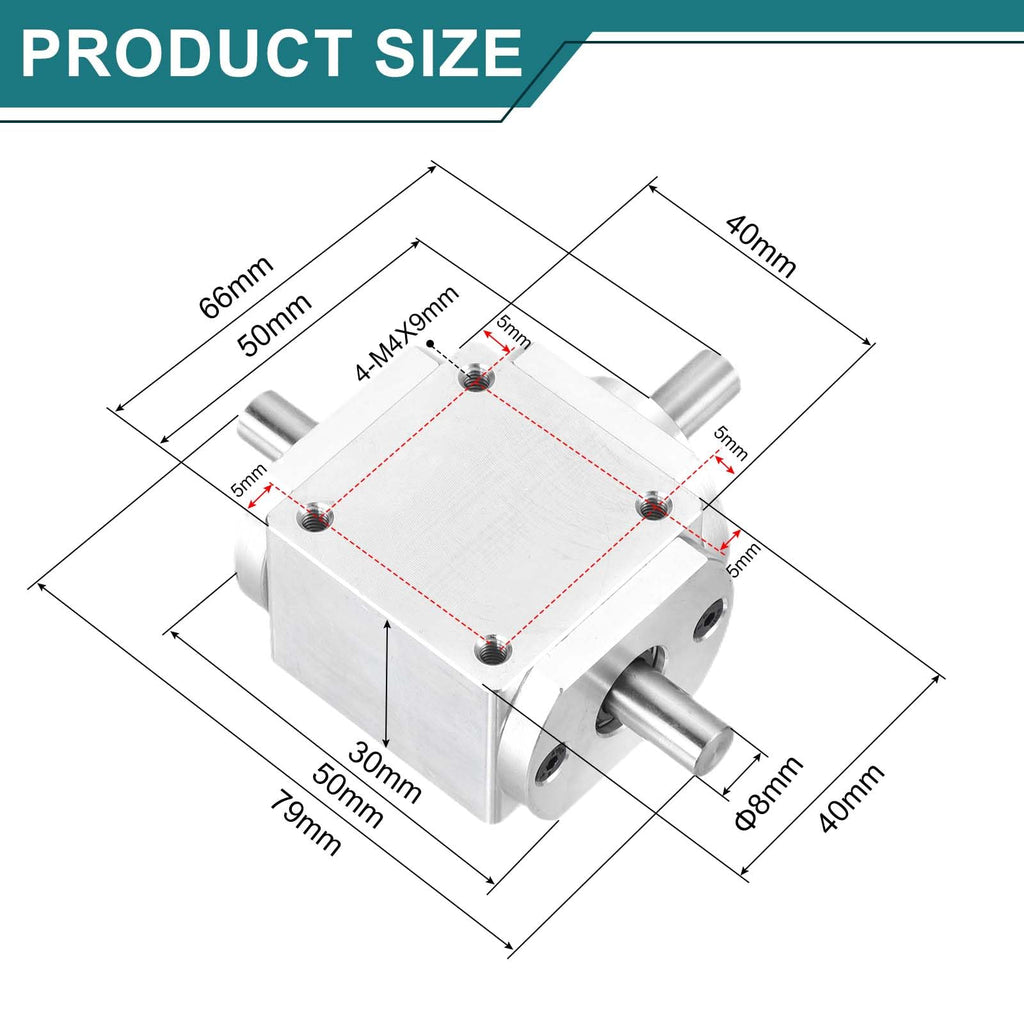 uxcell Gear Box 1:1 Forward Double Output Shaft 1 Module 20 Teeth, 8mm