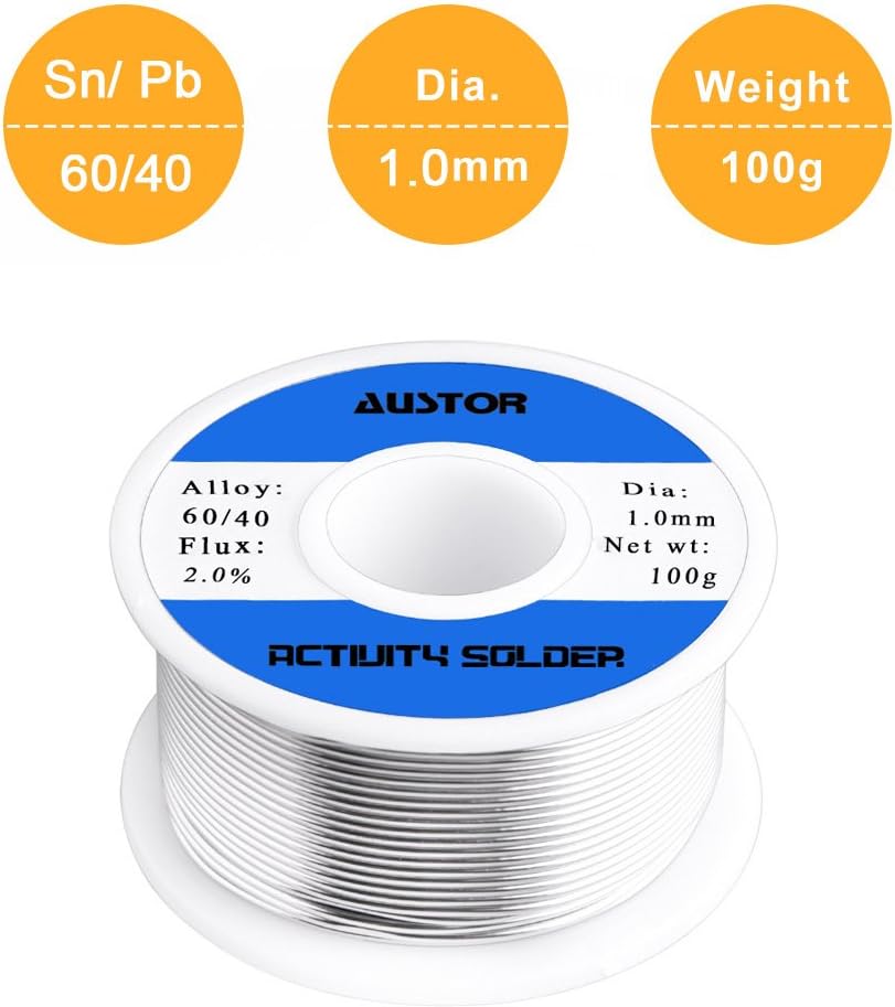 AUSTOR 60-40 Tin Lead Rosin Core Solder Wire for Electrical Soldering