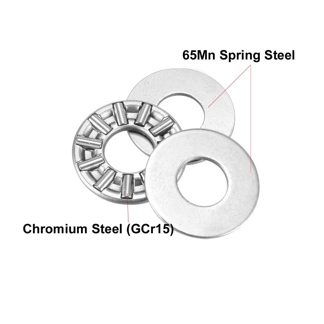 uxcell AXK0819 Thrust Needle Roller Bearings with Washers 8mm Bore 19mm OD 2mm Width