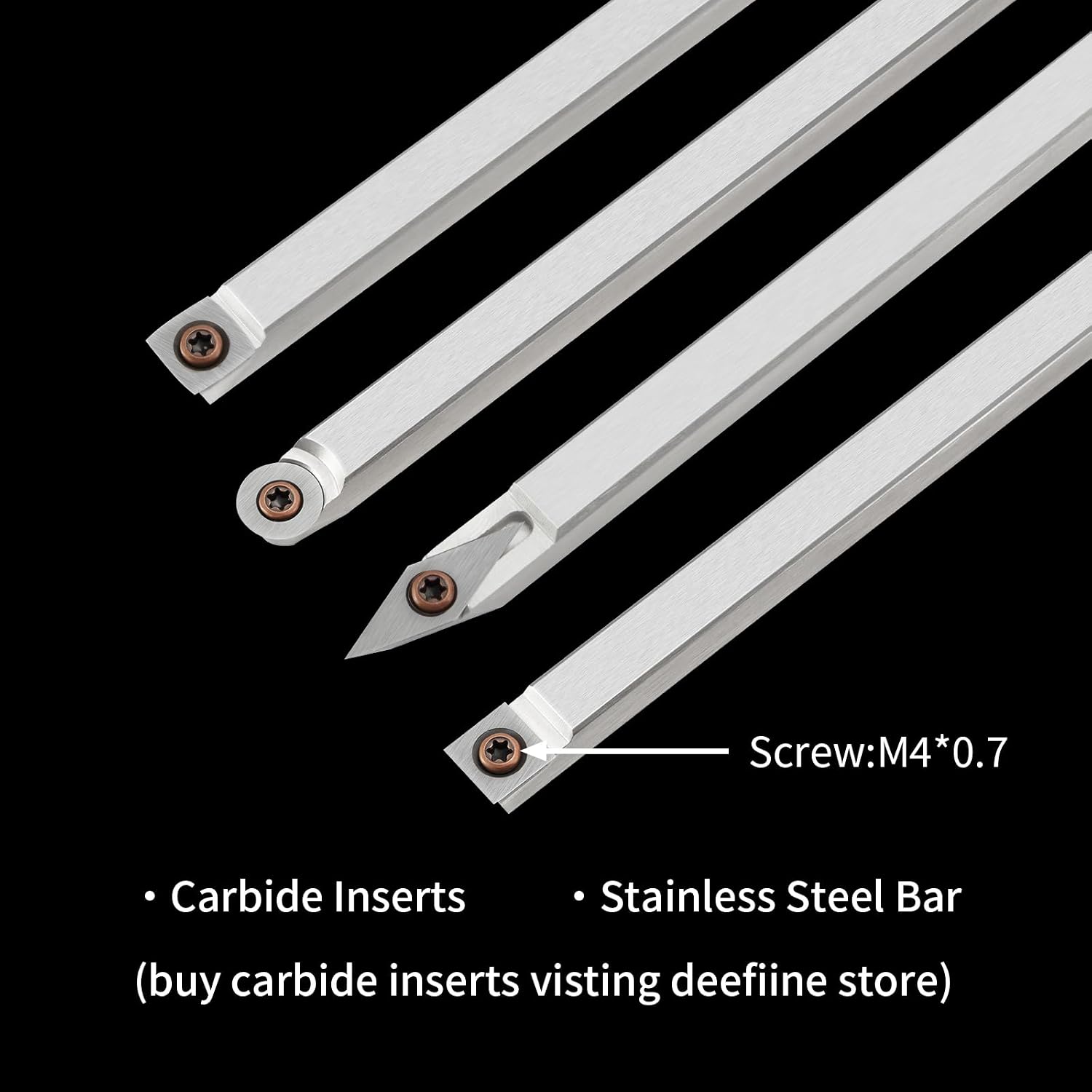 Full Size Carbide Wood Lathe Turning Tool Set with Rubber Handle | 4pcs 18.3 Inch Lathe Roughing and Finishing Tool