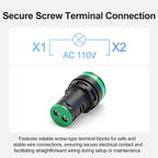 BAOMAIN 110V 22mm LED Industrial Indicator Pilot Light Green 2-Pack