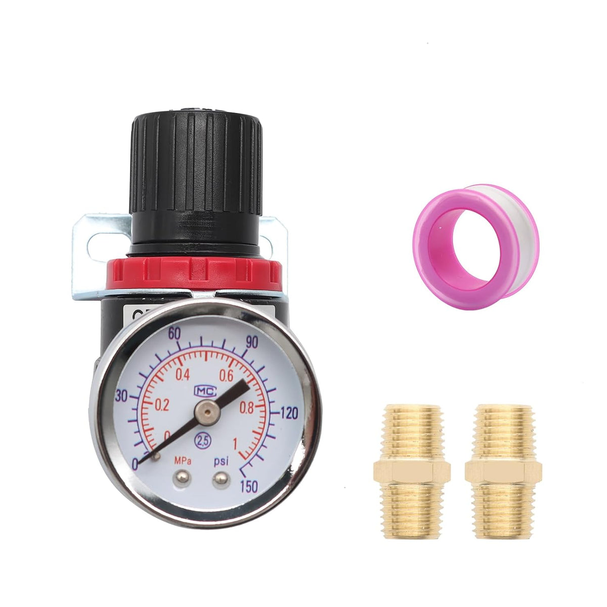 AR2000 Pneumatic Air Compressor Pressure Regulator with Bracket and Gauge Female Thread 1/4 NPT 0-145 PSI