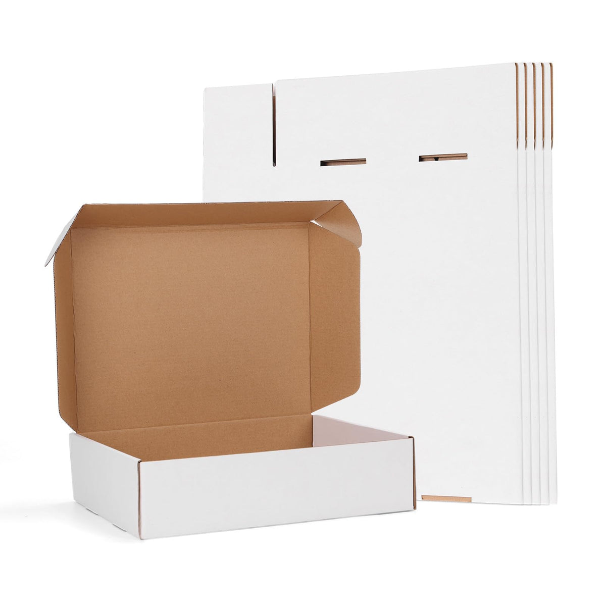 6 Pack 12x9x3 Shipping Boxes, White Corrugated Cardboard Boxes for Packaging Small Business, Moving, Shipping