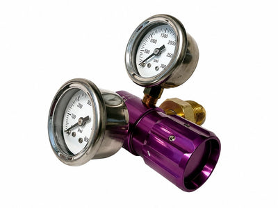 Preece Precision High Performance Compact Aluminum Argon Nitrogen Helium Regulator 0-400PSI, High Flow Capacity of 45CFM, Anodized Purple Aluminum Body