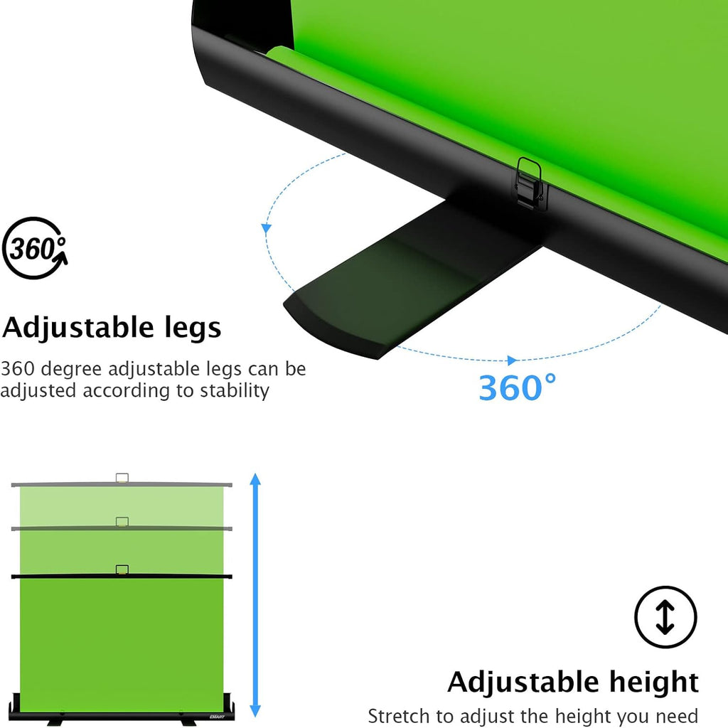 Green Screen, 58x74in Collapsible Chroma Key Panel for Backdrop | Portable & Retractable Wrinkle-Resistant Backdrop