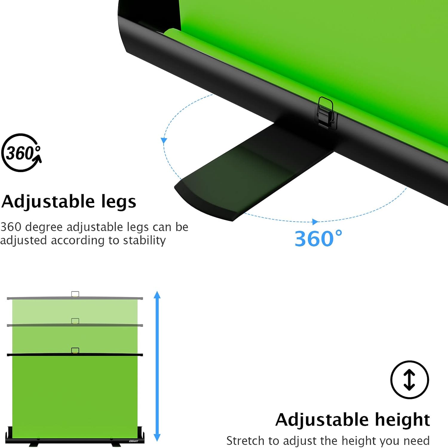 Green Screen, 58x74in Collapsible Chroma Key Panel for Backdrop | Portable & Retractable Wrinkle-Resistant Backdrop