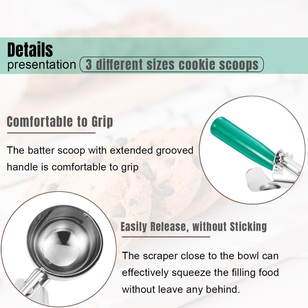 Cookie Scoop Set, Ice Cream Scoop Set, Cookie Scoops for Baking, Multiple Size Large-Medium-Small Size Disher