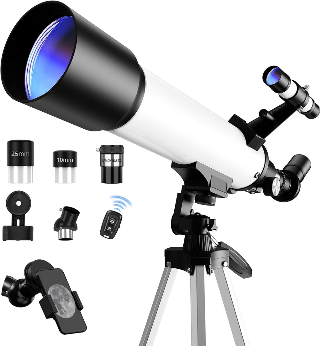 Telescope for Beginners, 70mm Aperture (20X-150X) 500mm Focal Length Refractor Astronomy Telescopes for Planets and