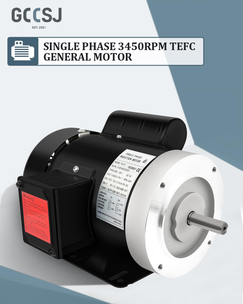 1HP General Electric Motor,Single Phase 3450RPM TEFC CW/CCW 115/230V