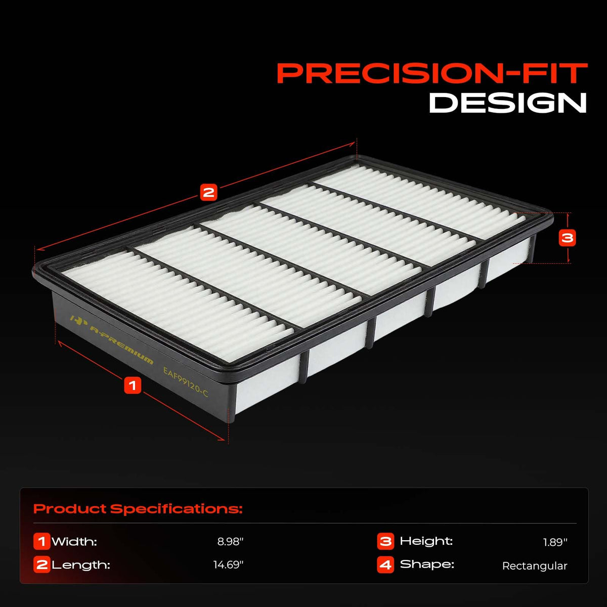 A-Premium Engine Air Filter Compatible with Dodge, SRT & Mazda Models