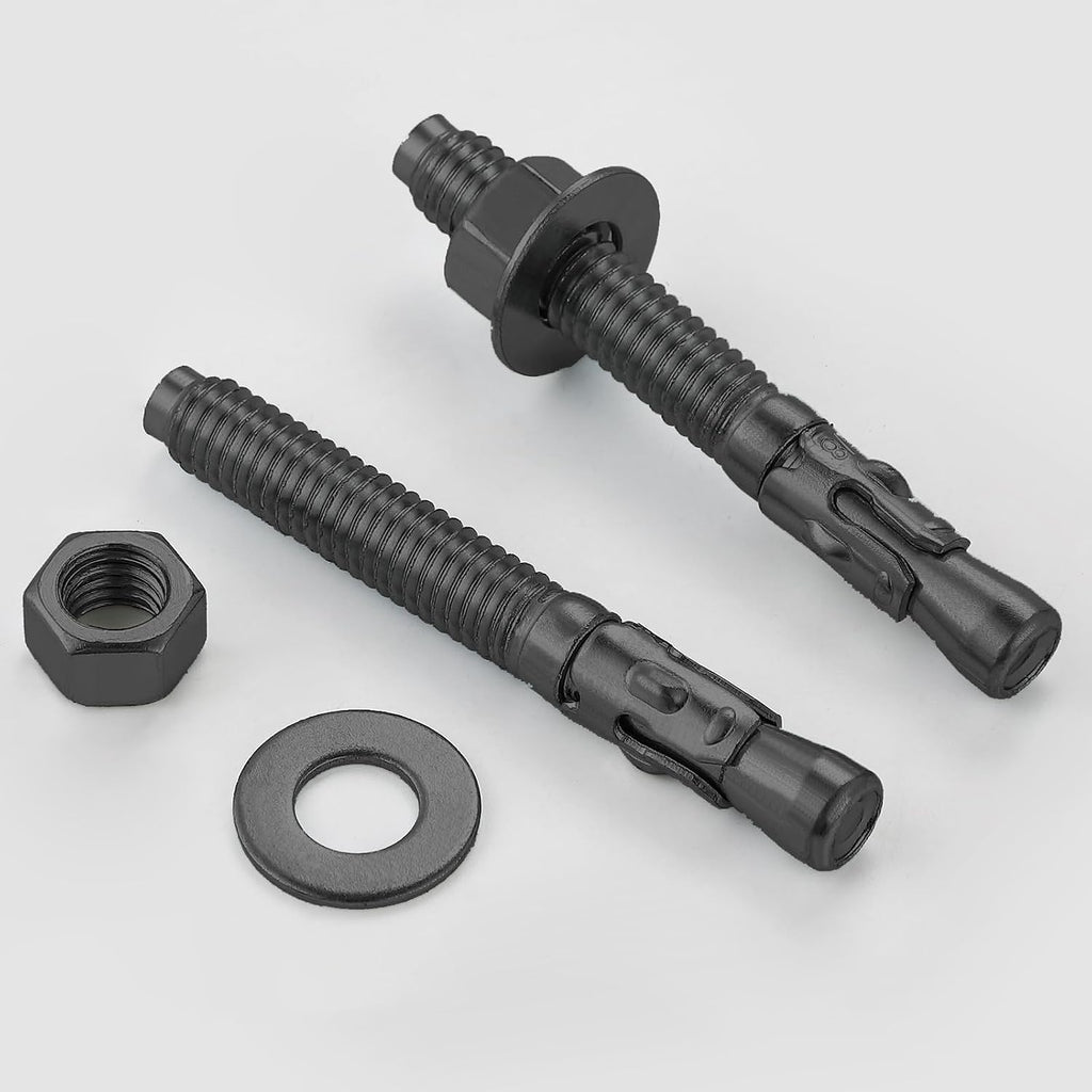 10Pcs 3/8x3 Inch Standard Fasteners for Heavy-Duty Black Wedge Anchors for Cement and Concrete