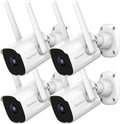 2K Home Security Cameras, 4 Pack Wired WiFi Outdoor Security Cameras with Night Vision, Two-Way Audio, 2.4G WiFi