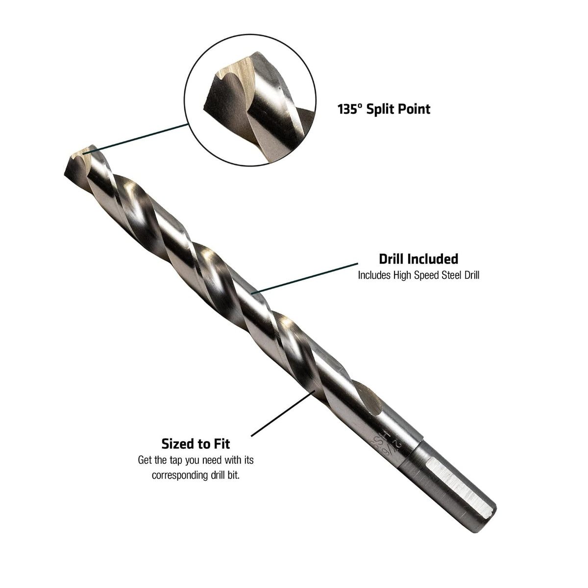 Century Drill & Tool 95411 Fractional Tap & Drill Combo Pack, 1/2-13 NC