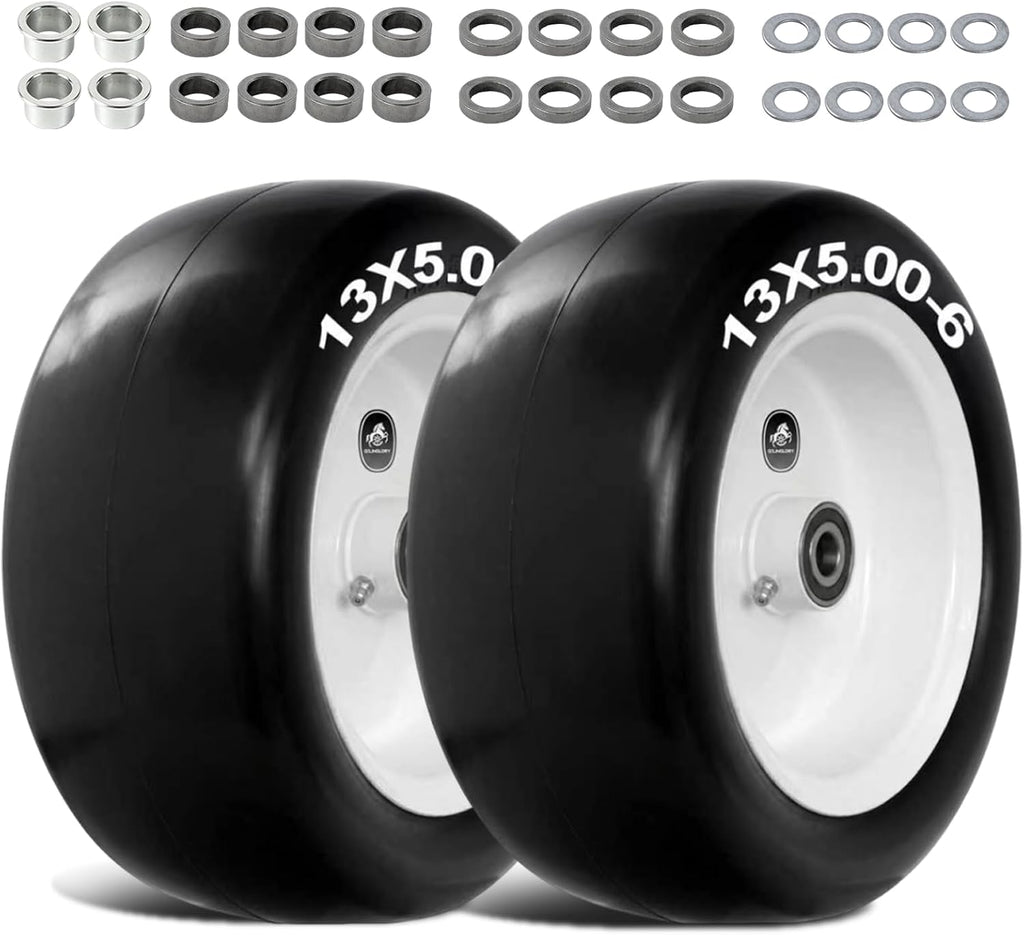 13x5.00-6 Flat Free Lawn Mower Tire and Wheel with 3/4" bearing bore, with 5/8" bearing sleeves, for Zero Turn Mower