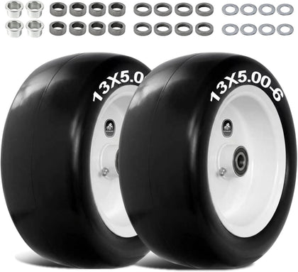 13x5.00-6 Flat Free Lawn Mower Tire and Wheel with 3/4" bearing bore, with 5/8" bearing sleeves, for Zero Turn Mower