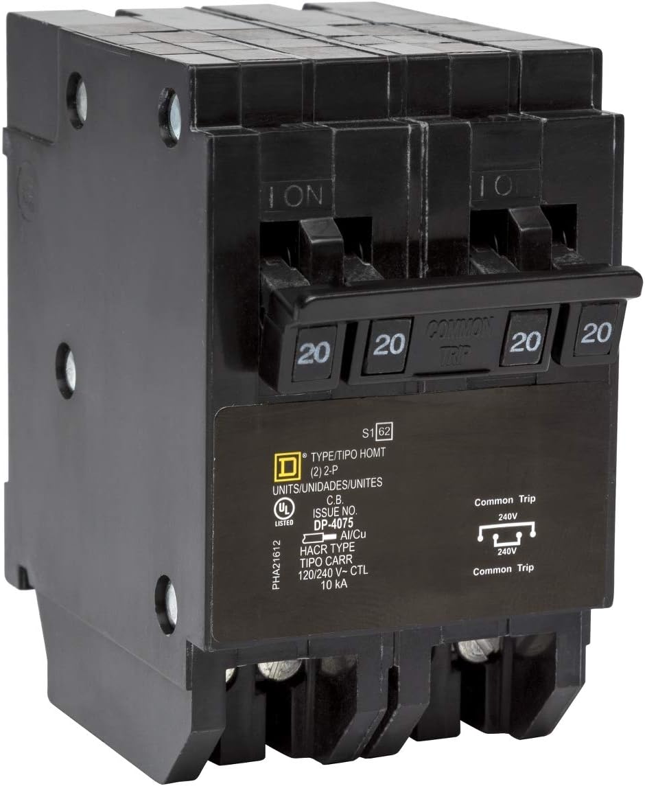 Square D - HOMT220220CP Tandem Quad Circuit Breaker, Black