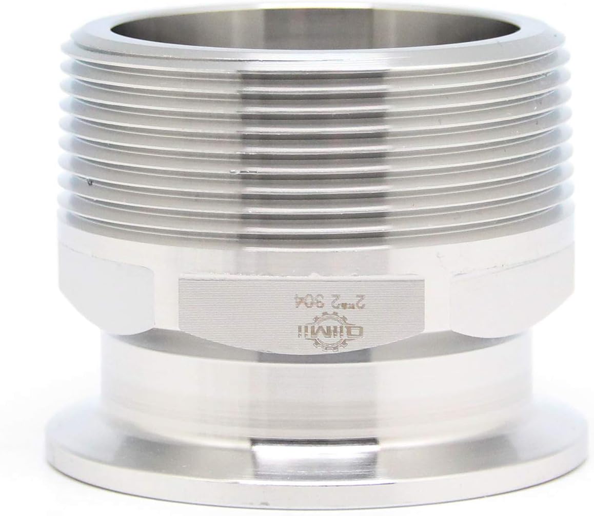 QiiMii 2" Tri Clamp Adapter to 2" MNPT Thread Ferrule Hexagonal Sanitary Pipe Fitting
