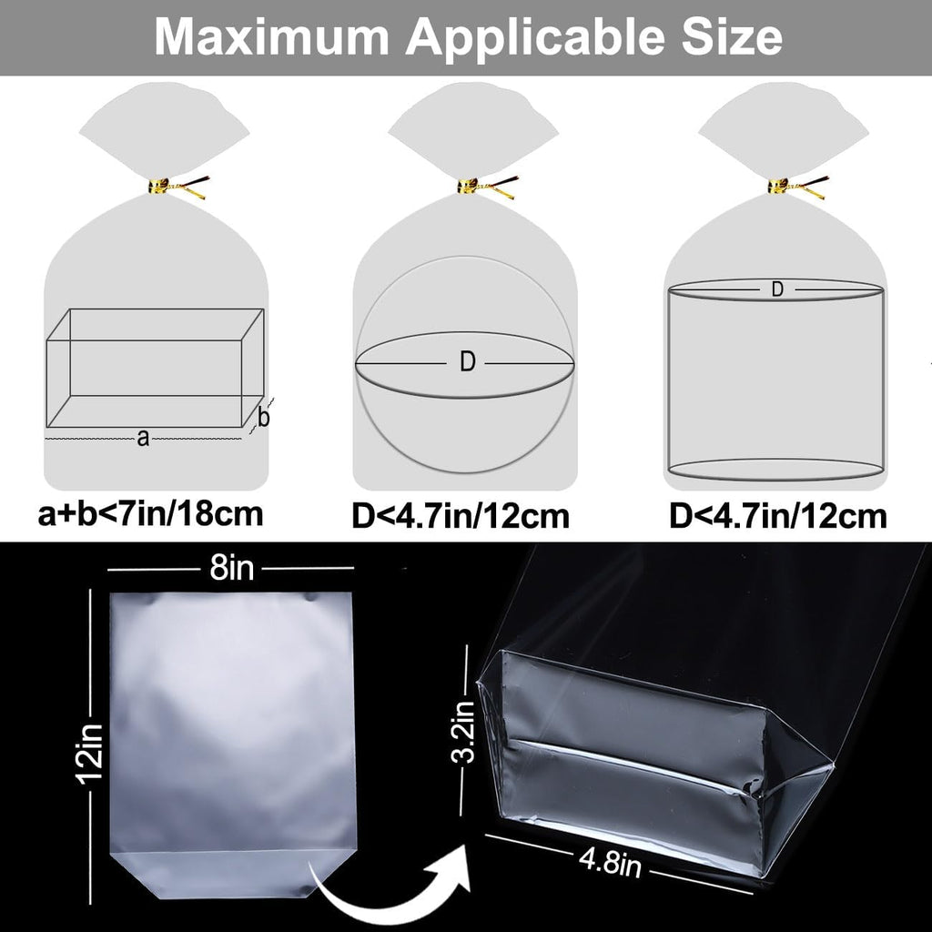 Clear Bottom Gusset Bags 50Pcs 8X12 Cellophane Plastic Gift Bag