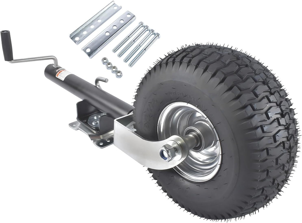 Swivel Trailer Tongue Jack, 2000 lbs Capacity, 13.38in Heavy-Duty Wheel, Bolt-On Swivel Mount, Foldable Trailer Jack