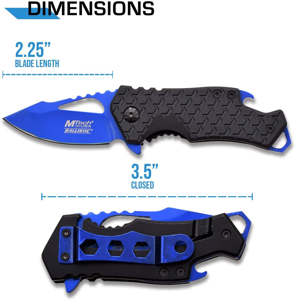 – Pocket Folding Knife – Fine Edge Steel Blade, Aluminum/Nylon Fiber Handle, Bottle Opener and Pocket Clip, Tactical