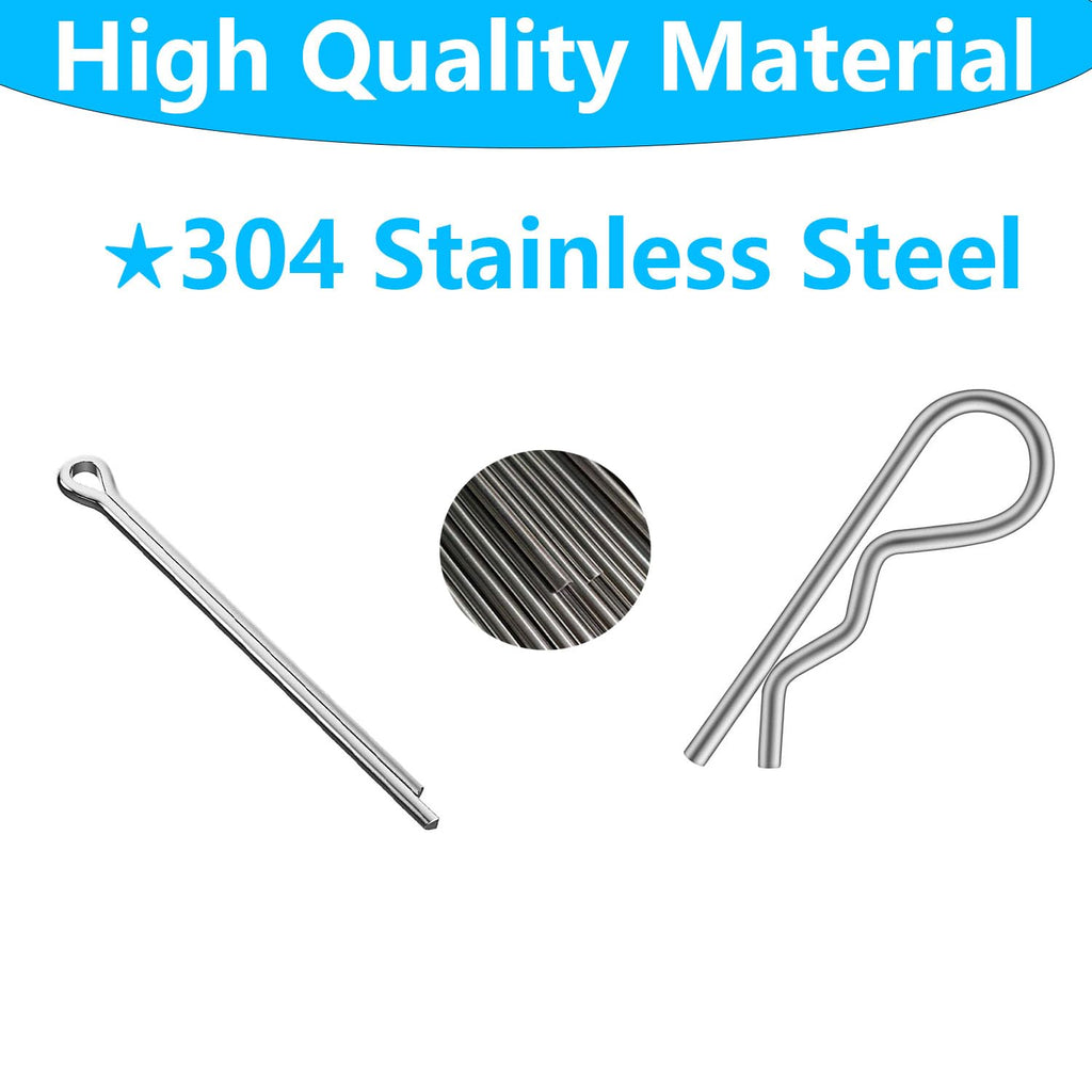 Cotter Pin Assortment Kit,SpzcdZa 302pcs 13 Size Cotter Pins Assortment Kit 304 Stainless Steel R Clips Hardware Pins
