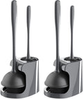 Toilet Plunger and Brush Combo for Toilet Cleaning, Gray, 2 Set | Heavy duty toilet brush and plunger set, toilet