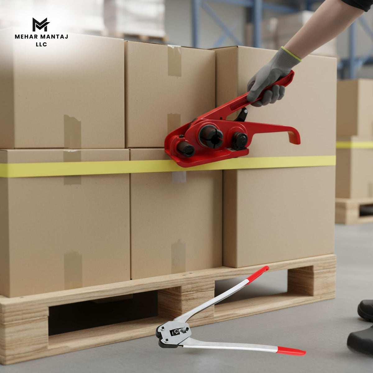 Strapping Kit for Heavy Duty Pallet Packaging – Manual Steel Banding Tool Set | Tough Portable Strap Kit for Freight