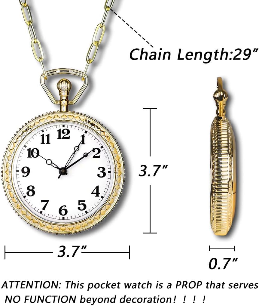 3.7'' Gold Pocket Watch Prop Themed Costume Accessory | NO FUNCTION For Halloween Cosplay Costume Parties Theater