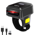 Bluetooth Ring 1D 2D QR Barcode Scanner,Wearable Wireless Finger Mini Bar Code Reader Scanner Compatible for Windows