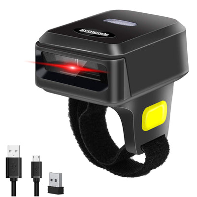 Bluetooth Ring 1D 2D QR Barcode Scanner,Wearable Wireless Finger Mini Bar Code Reader Scanner Compatible for Windows
