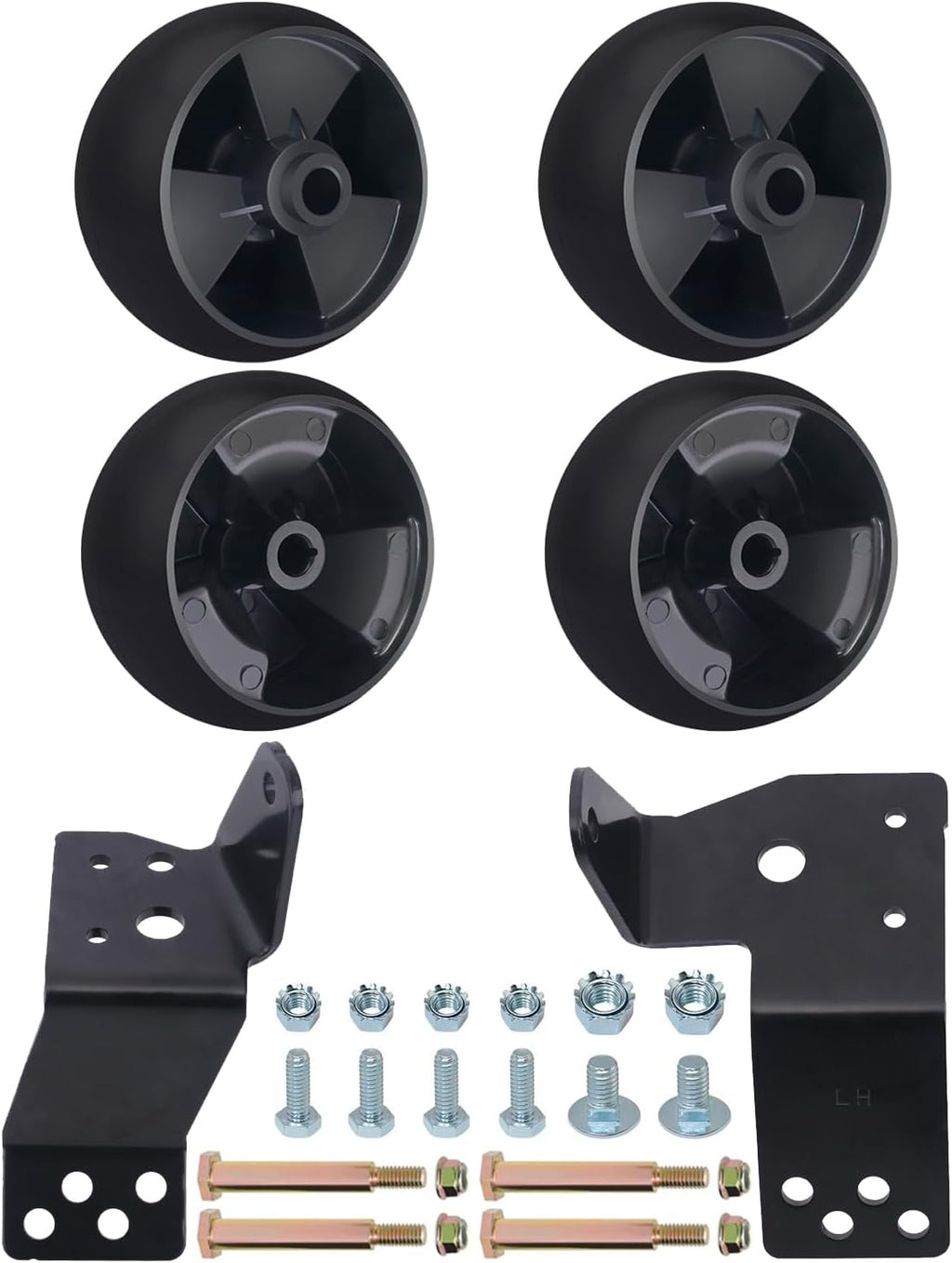 CheeMuii 4 Pcs 734-04155 Mower Deck Wheels with 525509501 Deck Brackets Kit