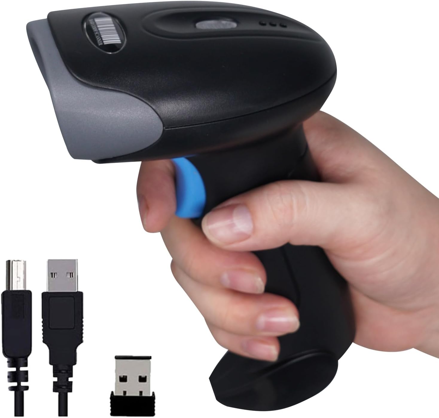 1D 2D QR Barcode Scanner Wireless, Handheld Cordless Bar Codes Reader | with 2000mAh Battery for Mobile Payment