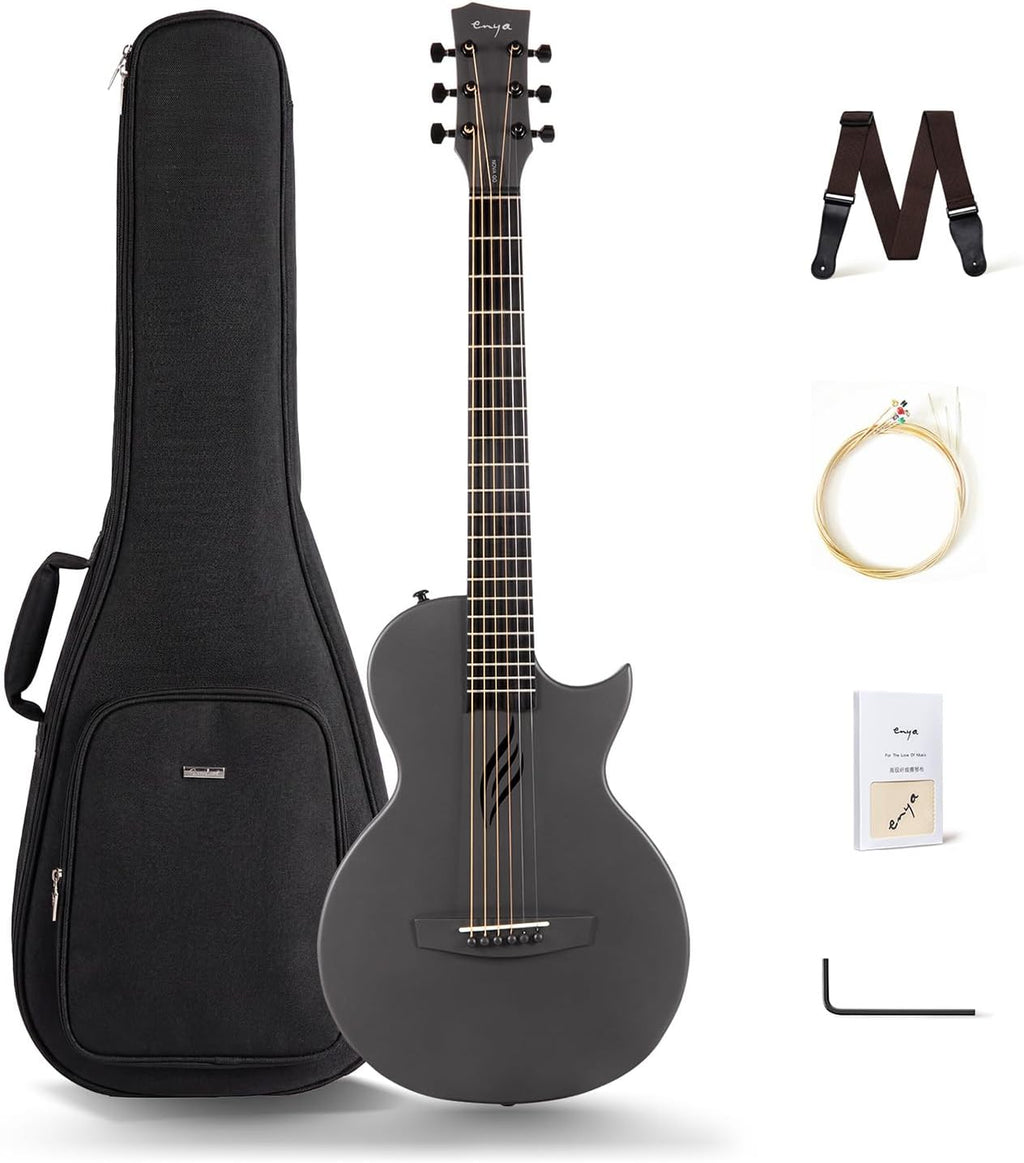 NOVA GO Carbon Fiber 35-Inch Acoustic Travel Guitar, Black | Lightweight 3.7 lbs Design, Moisture-Resistant Body