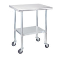 Stainless Steel Table with Wheels 24x30 Inch, NSF Commercial Kitchen Prep & Work Table with Undershelf and Galvanized