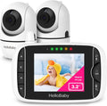 Baby Monitor with 2 Cameras and Audio, No WiFi, 3.2" Screen | Infrared Night Vision, Remote Pan/Tilt/Zoom Camera, ECO