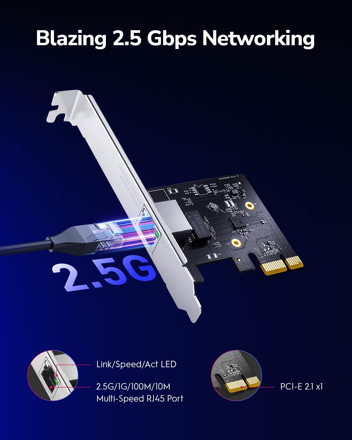Cudy 2.5G PCIe Ethernet Network Card Low-Profile with WOL Support, PE25