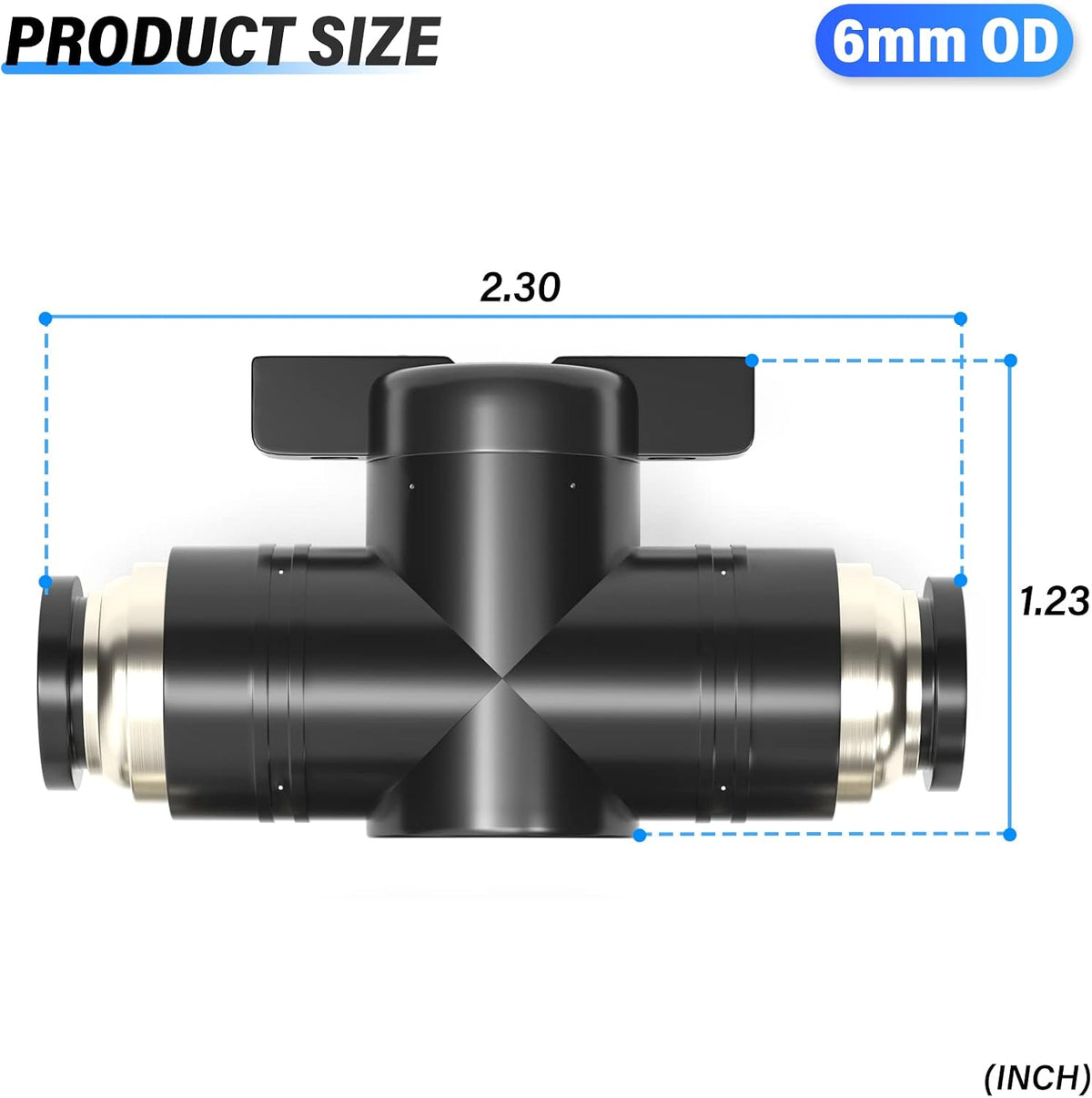 TAILONZ 6mm OD Push-to-Connect Fitting Ball Control Valve BVU-6 3Pcs