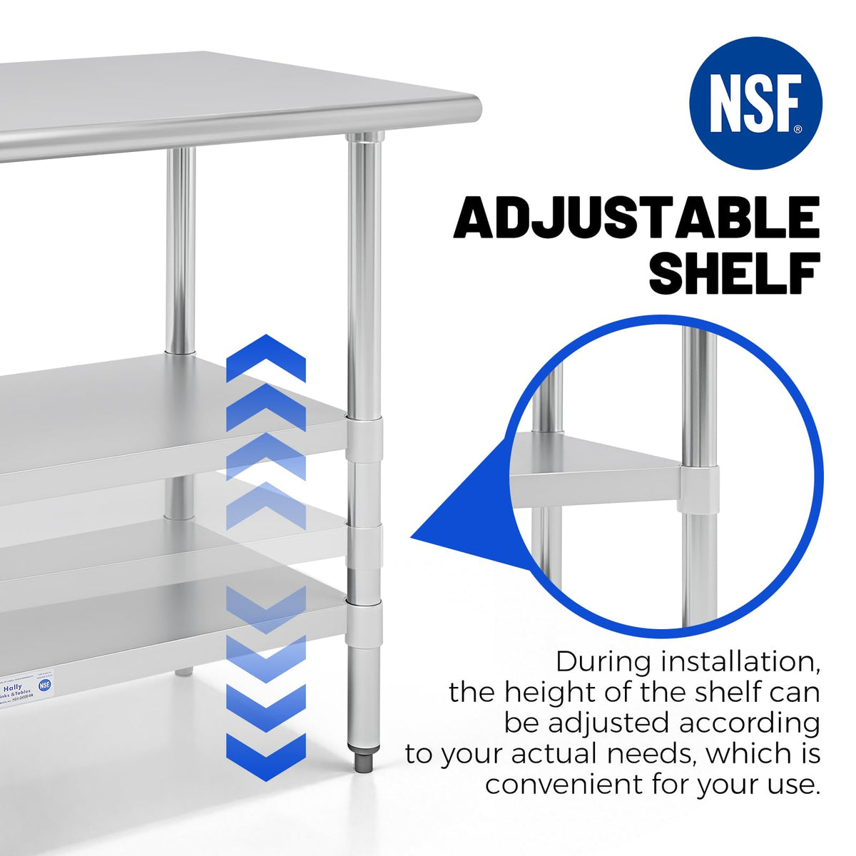 Hally 24"x60" Stainless Steel Prep Table NSF Commercial Kitchen Work Table