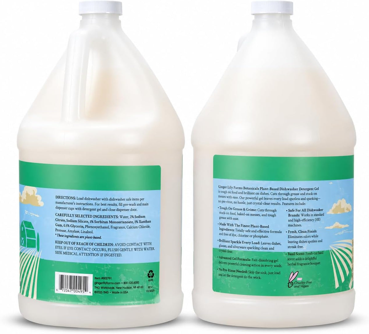 Botanicals Dishwasher Detergent, 128oz, Basil