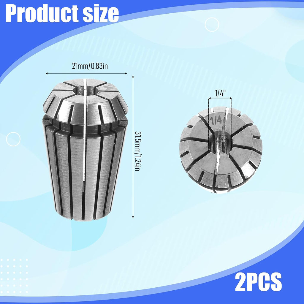 2 PCS ER20 Collet Set, ER20 Spring Collet 1/4" Chuck Milling Spring Collets